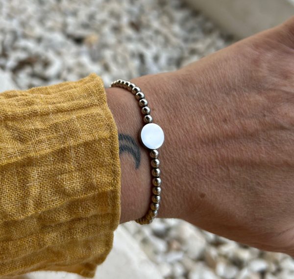 Pulsera de bolas y botón de acero - Imagen 2