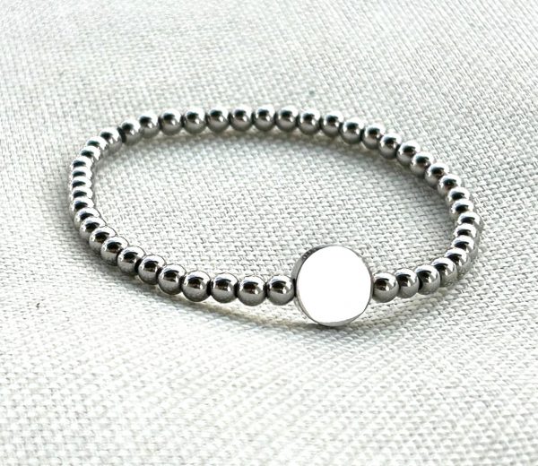 Pulsera de bolas y botón de acero - Imagen 4