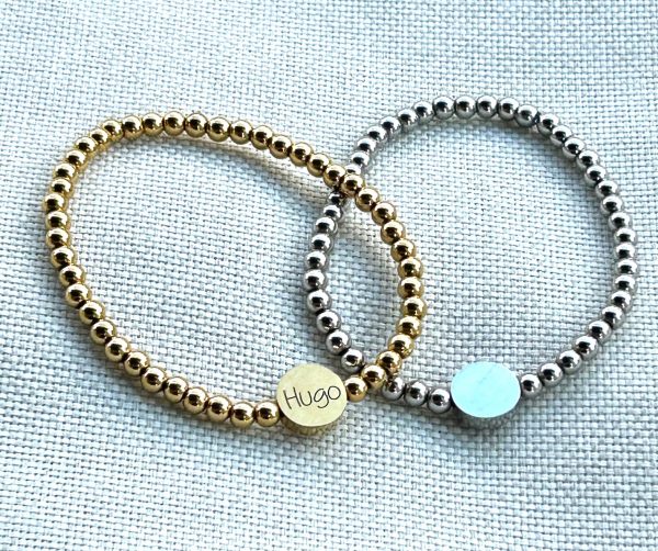Pulsera de bolas y botón de acero - Imagen 6